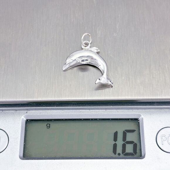 Vintage SU Sterling Silver 925 Dolphin Charm Pendant - Picture 5 of 6